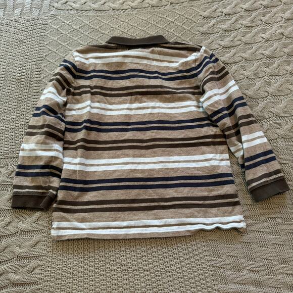 Janie and Jack Long Sleeved Brown & Blue Striped Polo Shirt ~ 5 - Picture 7 of 7